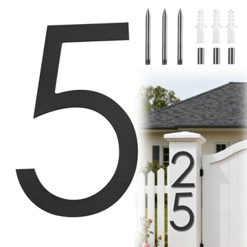 10 Inch Large house Numbers for Outside Modern Metal Black Address Number 5
