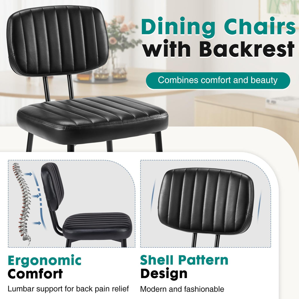 Dining Chairs Set of 2, Mid Century Modern Kitchen Chairs, Black