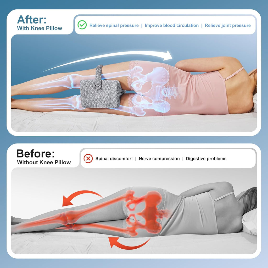 Knee Pillow for Side Sleepers, Leg Pillow for Sciatica, Back,HIPS,Knees,Joints Pain Relief,Pillows for Between Legs