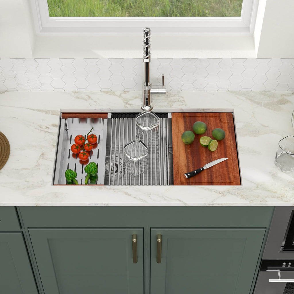 33 Inch Double Bowl Kitchen Sink Undermount 60/40