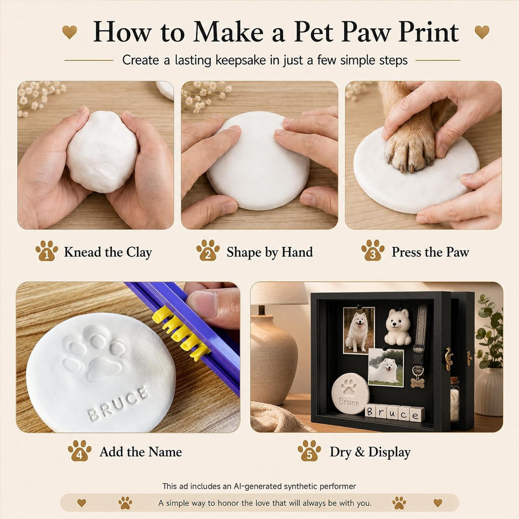 10.6 x 8.7 Inch Pet Memorial Shadow Box for Loss of Dog Cat Memorial Gifts