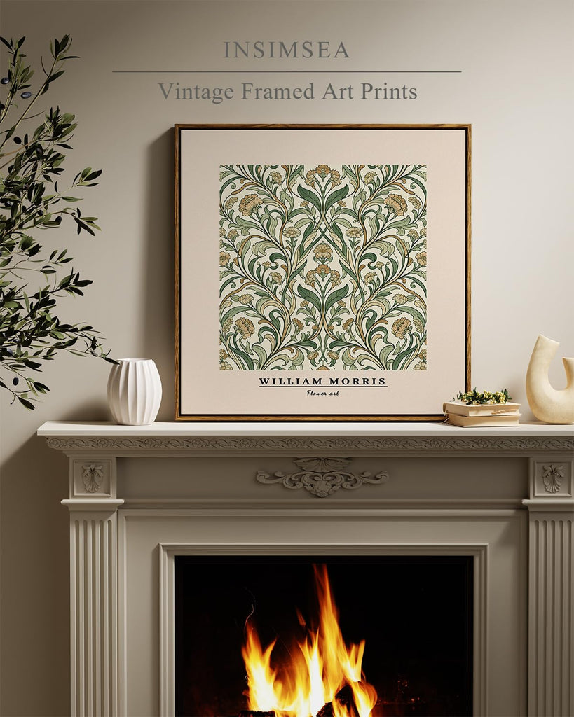 24x24 Square Canvas Wall Art William Morris Floral Pattern Artwork
