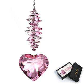 45mm Clear Glass Heart Crystal Ball Prism Pendant, Suncatcher for Windows, Outdoor Garden Hanging Décor, Gifts for