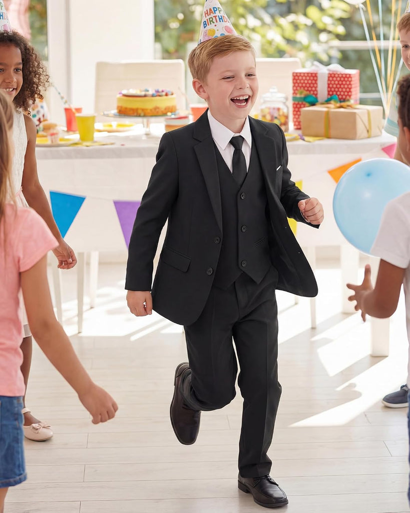 Boys' Formal Suit Set,Slim Fit Tuxedo Wedding Suit with Adjustable Waist