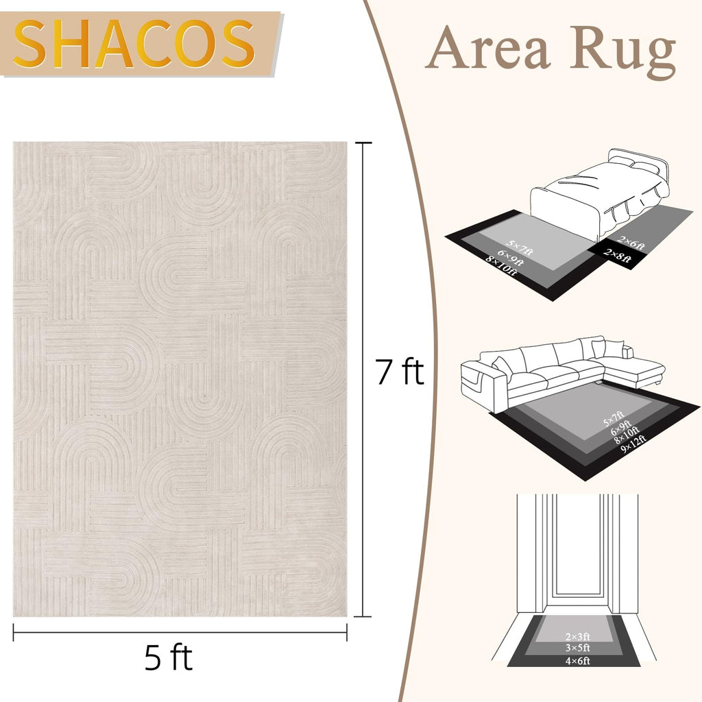 Soft Cozy Fluffy Arch Pattern High Low Pile Area Rugs Non Slip Washable Scandinavian Minimalist Rug Modern
