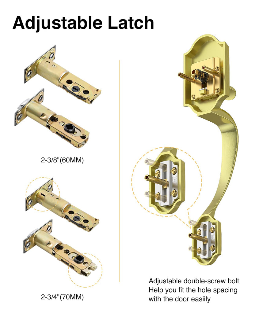 Brushed Gold Front Door Lock Set Classic Entry Door