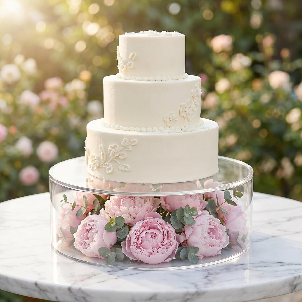 Clear Acrylic Fillable Cake Stand, Cake Tier Display Stand Cupcake Stand, 12 Inch & 8 Inch Round Cylinder - Set of 2
