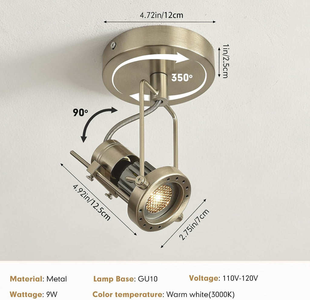 Ceiling Spotlight Indoor Dimmable Directional Nickel Spot Light 9W GU10