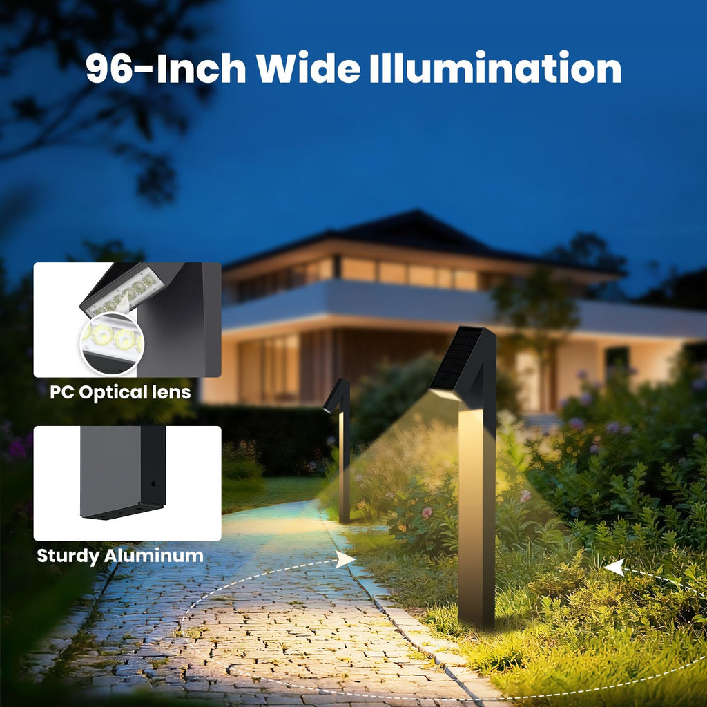 Solar Pathway Lights, 3000K Metal Solar Landscape Lights Outdoor