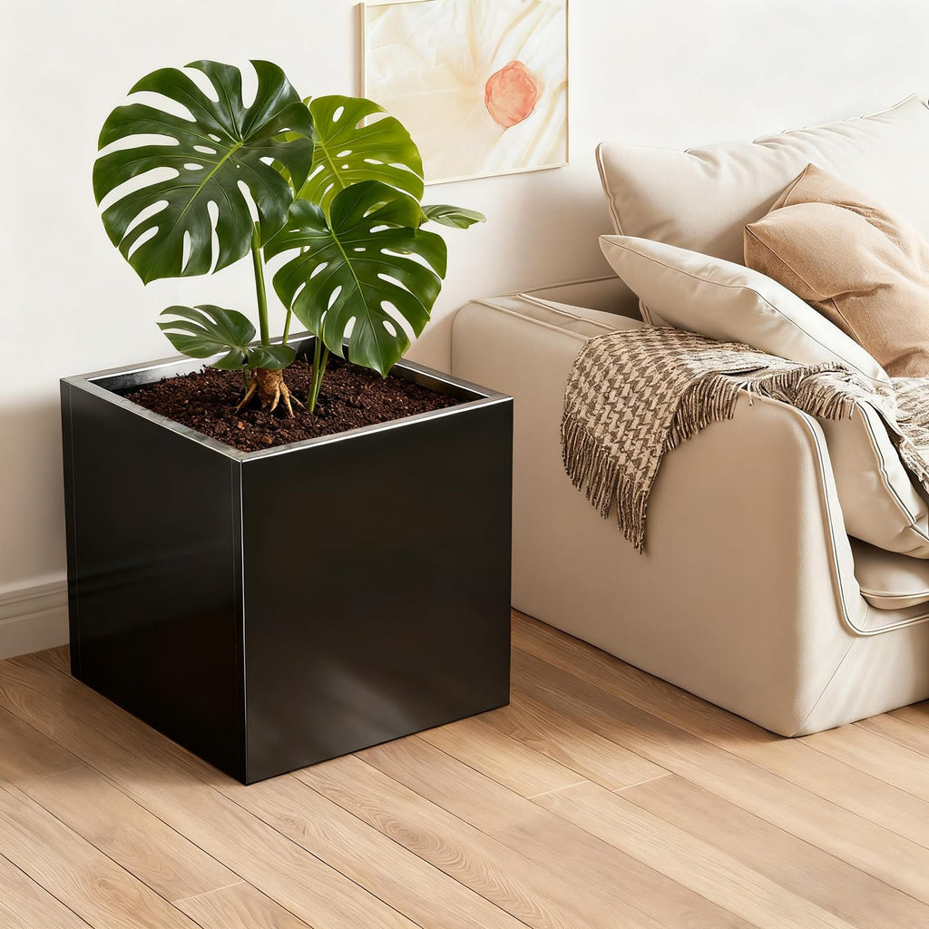 Metal Planter Box for Outdoor Plants 26" L x 26" W x 26", Heavy Duty Steel Large Square Planter Box with Removable