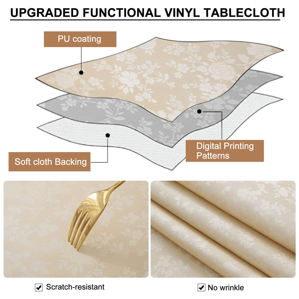 Rectangle Waterproof Heavy Duty Vinyl Tablecloths, 60 x 102 Inch