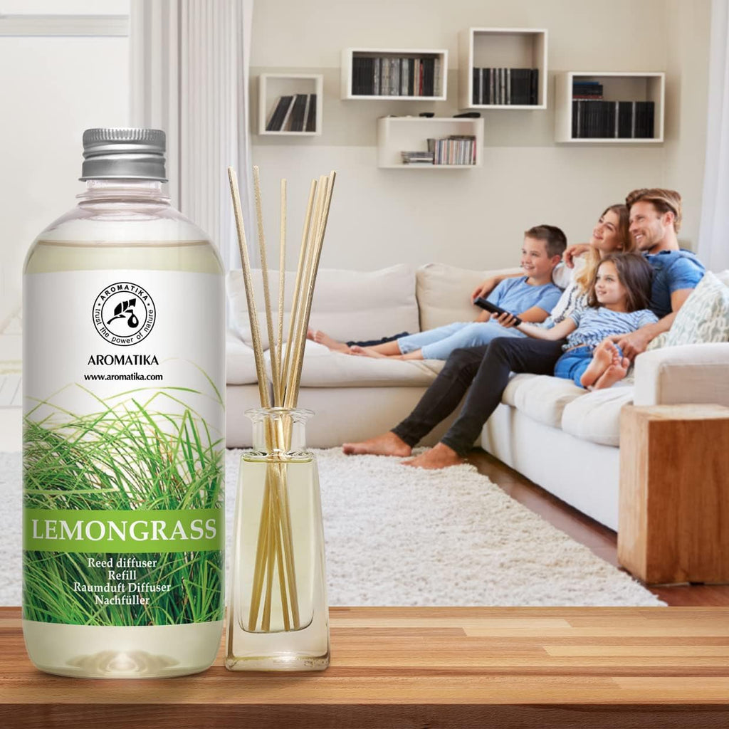 Lemongrass Reed Diffuser Refill, Natural Essential Lemongrass Oil 17 Fl Oz - Fresh & Long Lasting Fragrance - Reed - Set of 169