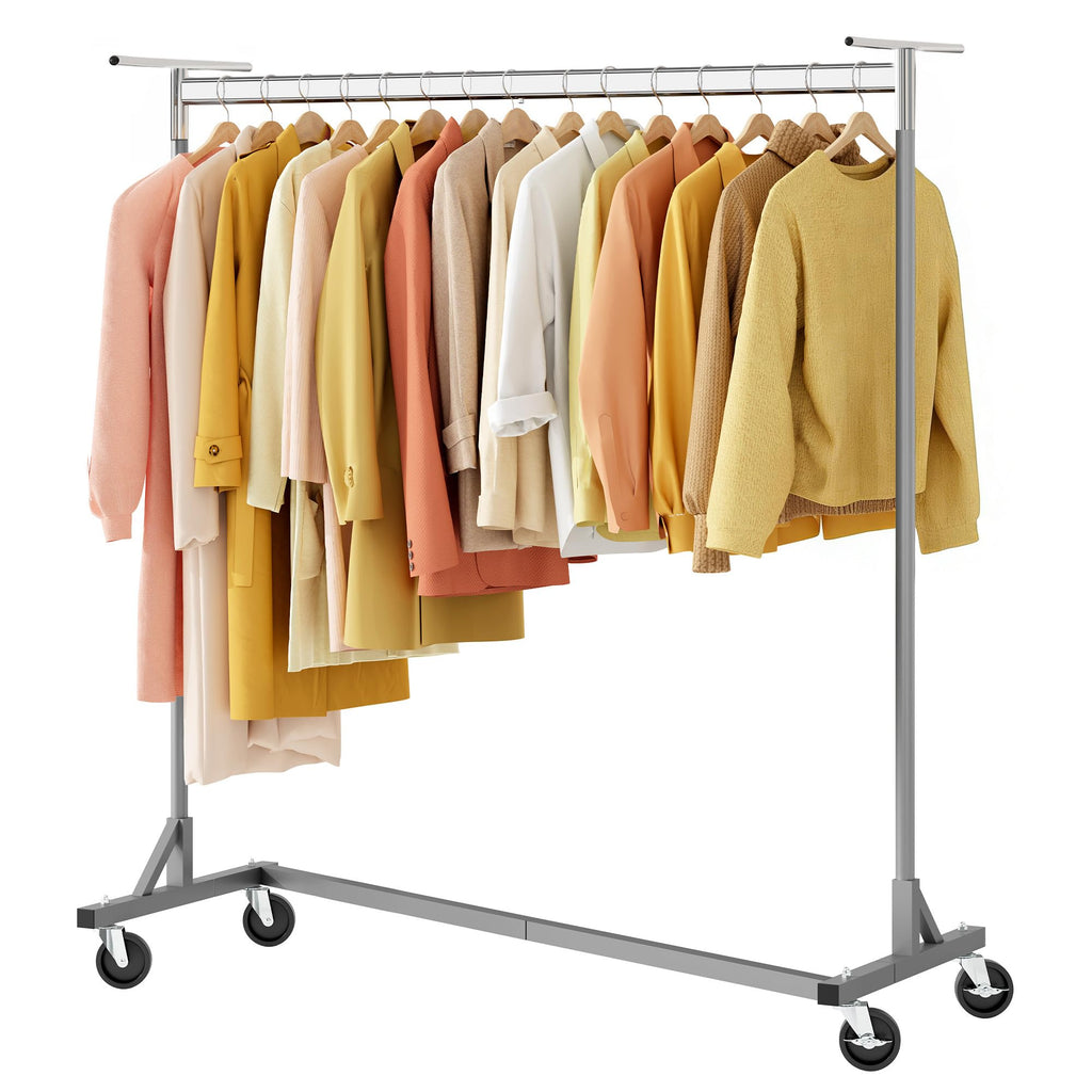 Z Clothes Rack with Cover, Heavy Duty Clothing Rack, Rolling Garment Rack with Wheels, with Dustproof Cover