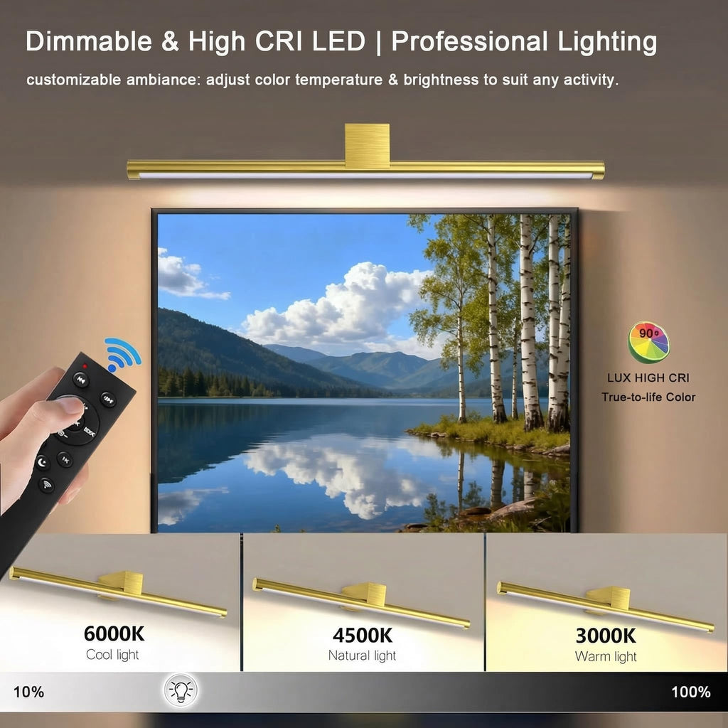 Picture Lights for Wall Battery Operated, Rechargeable Wireless Lights for Pictures on Wall with 3 Color Dimmable