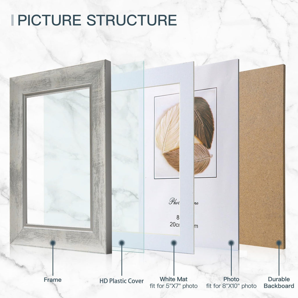8x10 Picture Frames Set of 4, Rustic Retro Photo Frame(Multicolor)