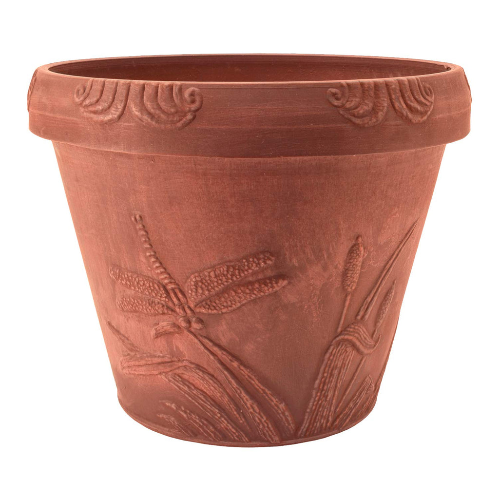 Dragonfly Planter Pot for Indoor and Outdoor Plants and Gardens, 12.5' by 10, Terra Cotta Color