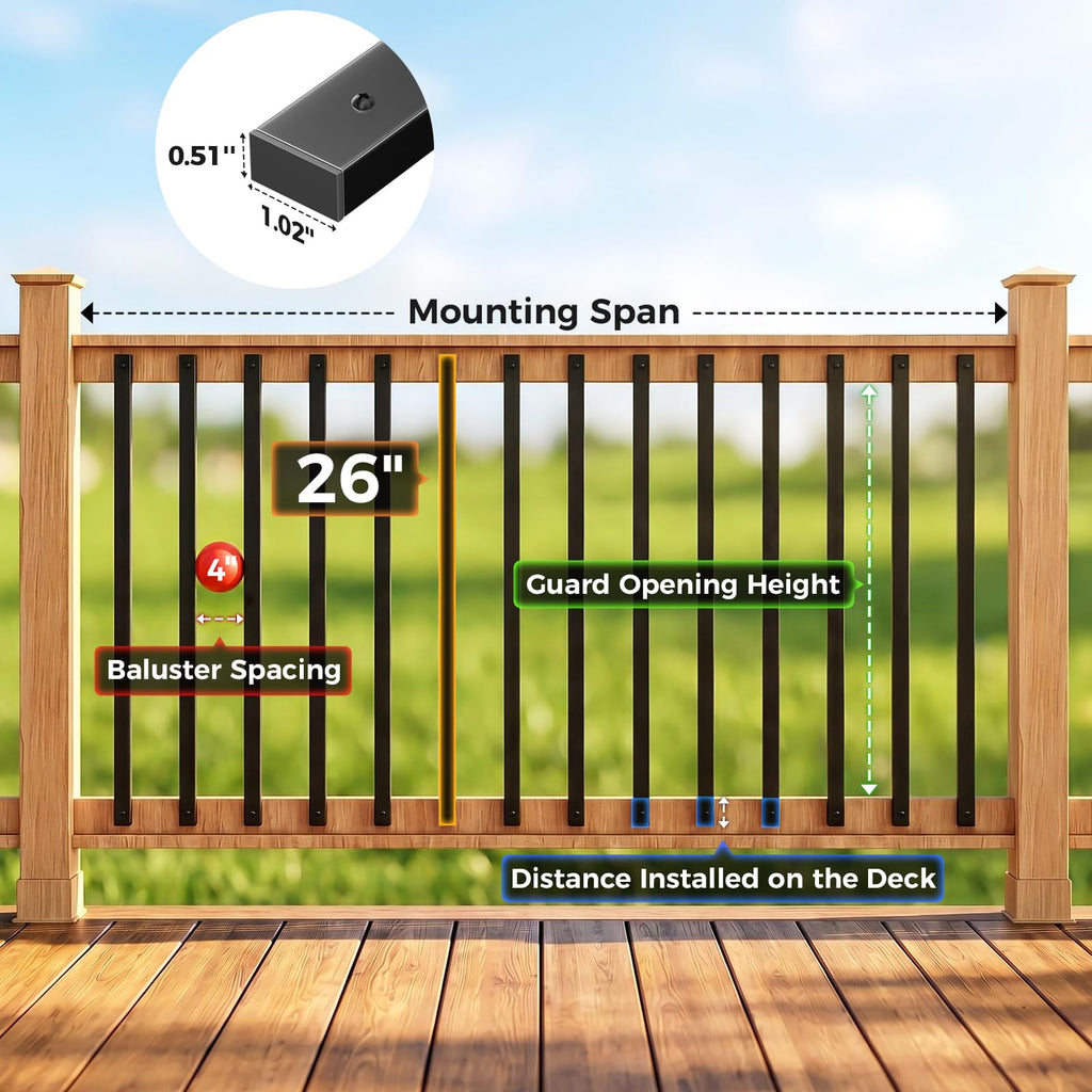 110 Pcs 26"Rectangular Deck Balusters, Straight Spindles Railing Kit