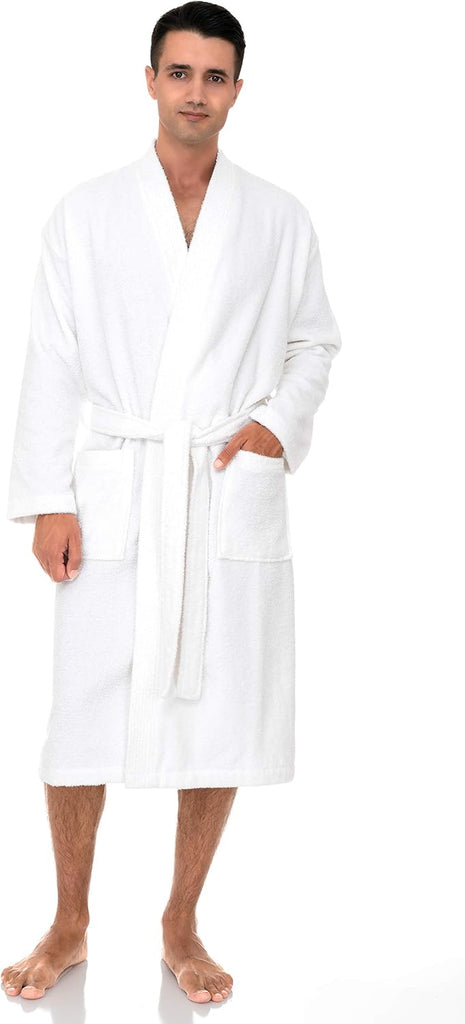 Mens Robe Cotton Terry Cloth Bathrobe Soft Towel Bath Robe for Men XS to 3X