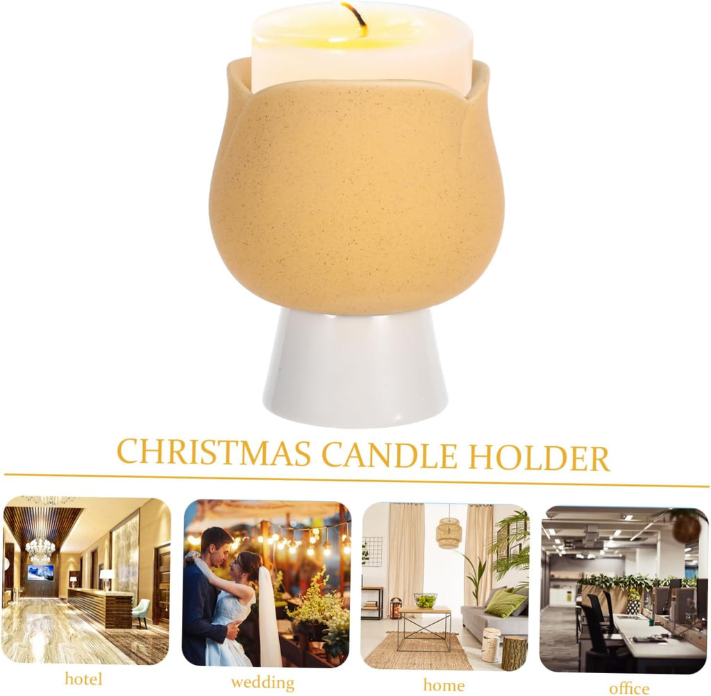 Unique Tulip Shape Ceramic Candle Cup Empty for Tea Lights Aromatherapy Decor