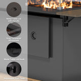 64" Gas Fire Pit Table for Outside Patio, 55,000 BTU Propane Firepit with Expandable Tabletop & Wind Guard - Image 2