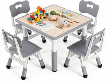 Kids Table and 4 Chairs Set, Anti-Slip Toddler Activity Desk