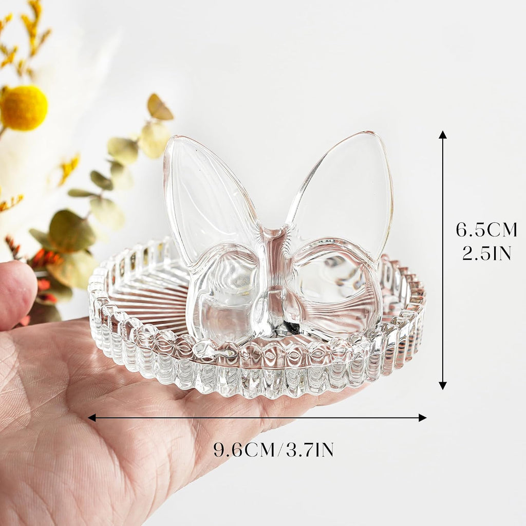 4 Inch Crystal Butterfly Ring Holder Dish Jewelry Tray Wedding Decor
