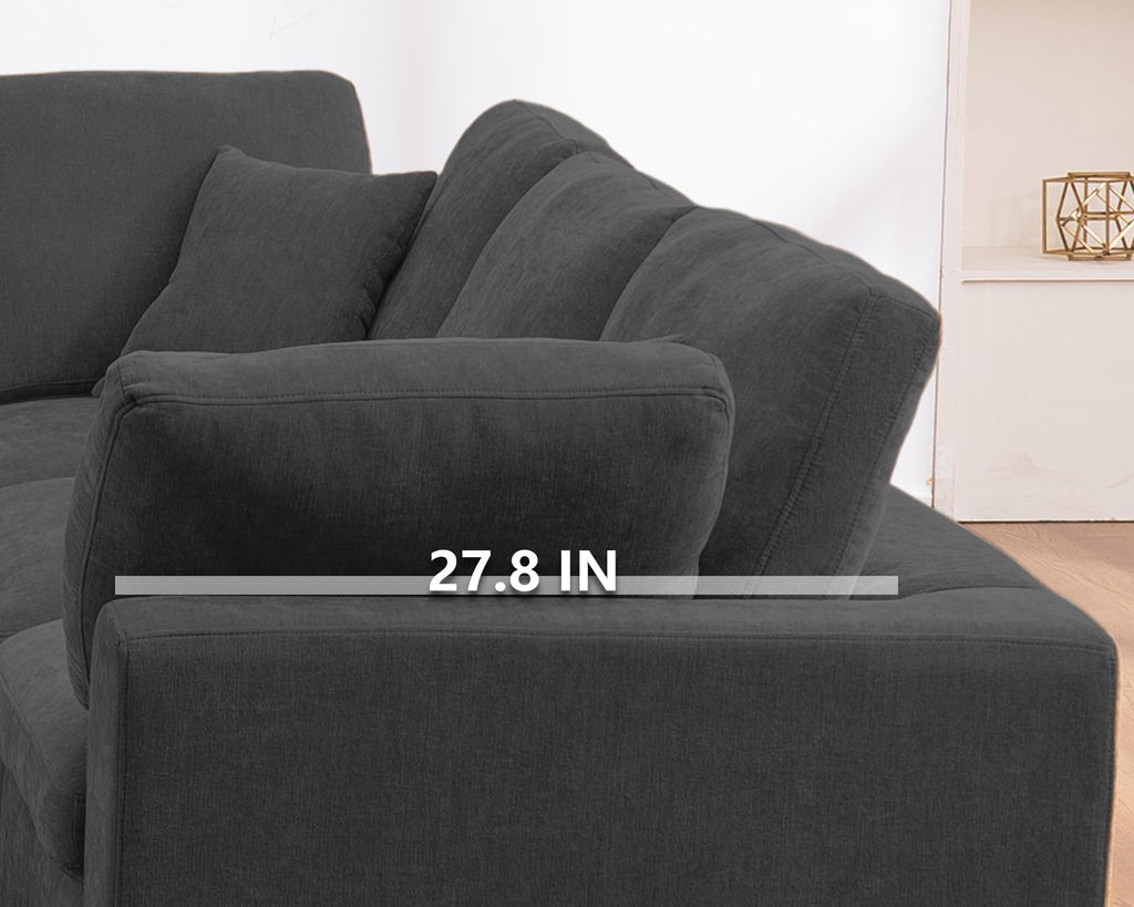 Oversized Modular Sectional Sofa Cloud Couch, Gray