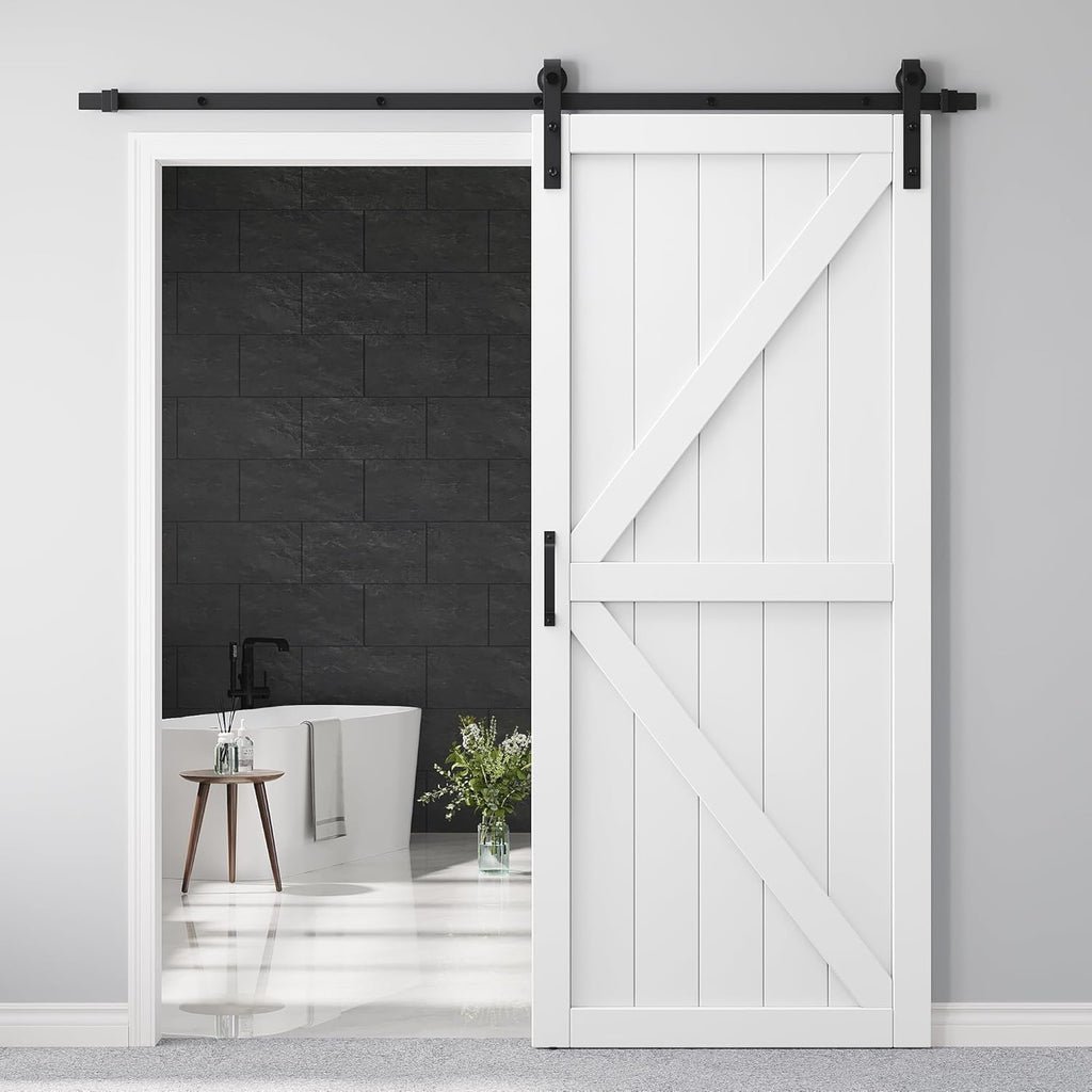 36" x 84" Sliding Barn Door and Hardware Kit Included & 6.6FT Track & Handle, Mortise and Tenon Stru