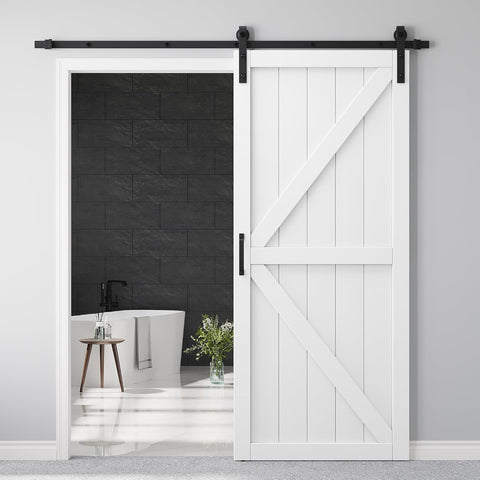 36" x 84" Sliding Barn Door and Hardware Kit Included & 6.6FT Track & Handle, Mortise and Tenon Stru