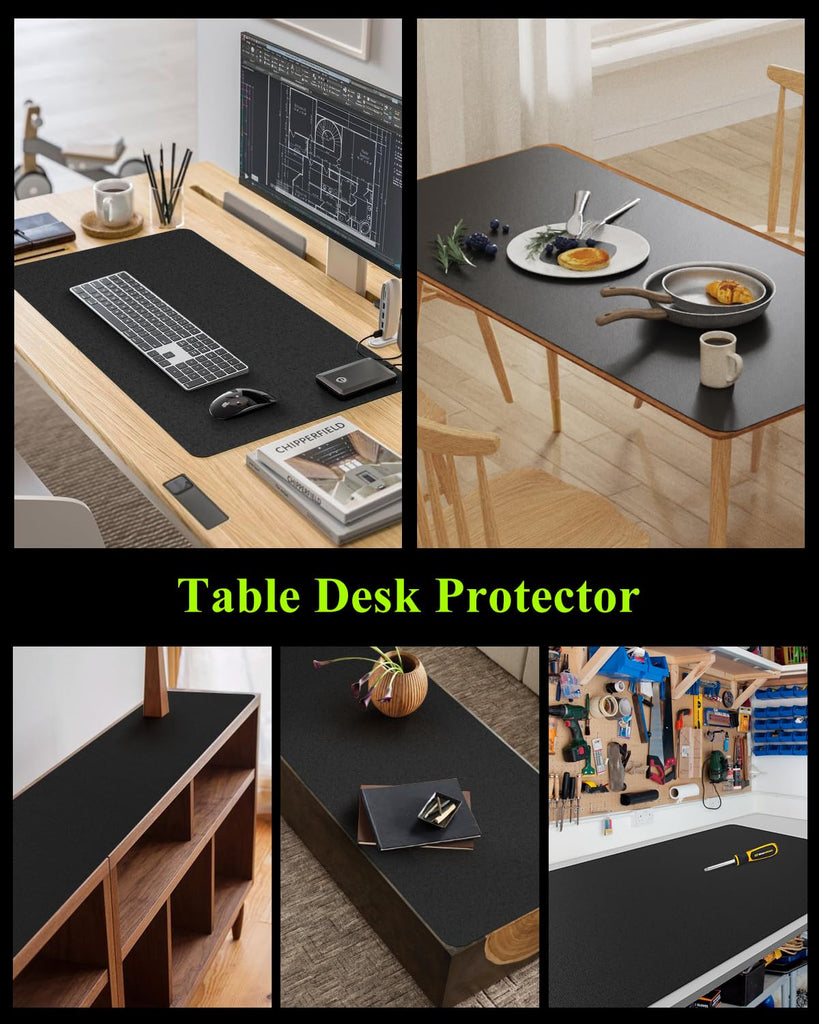 Black Plastic Table Cover Protector, 42" x 78" PVC Desk Pad Mat
