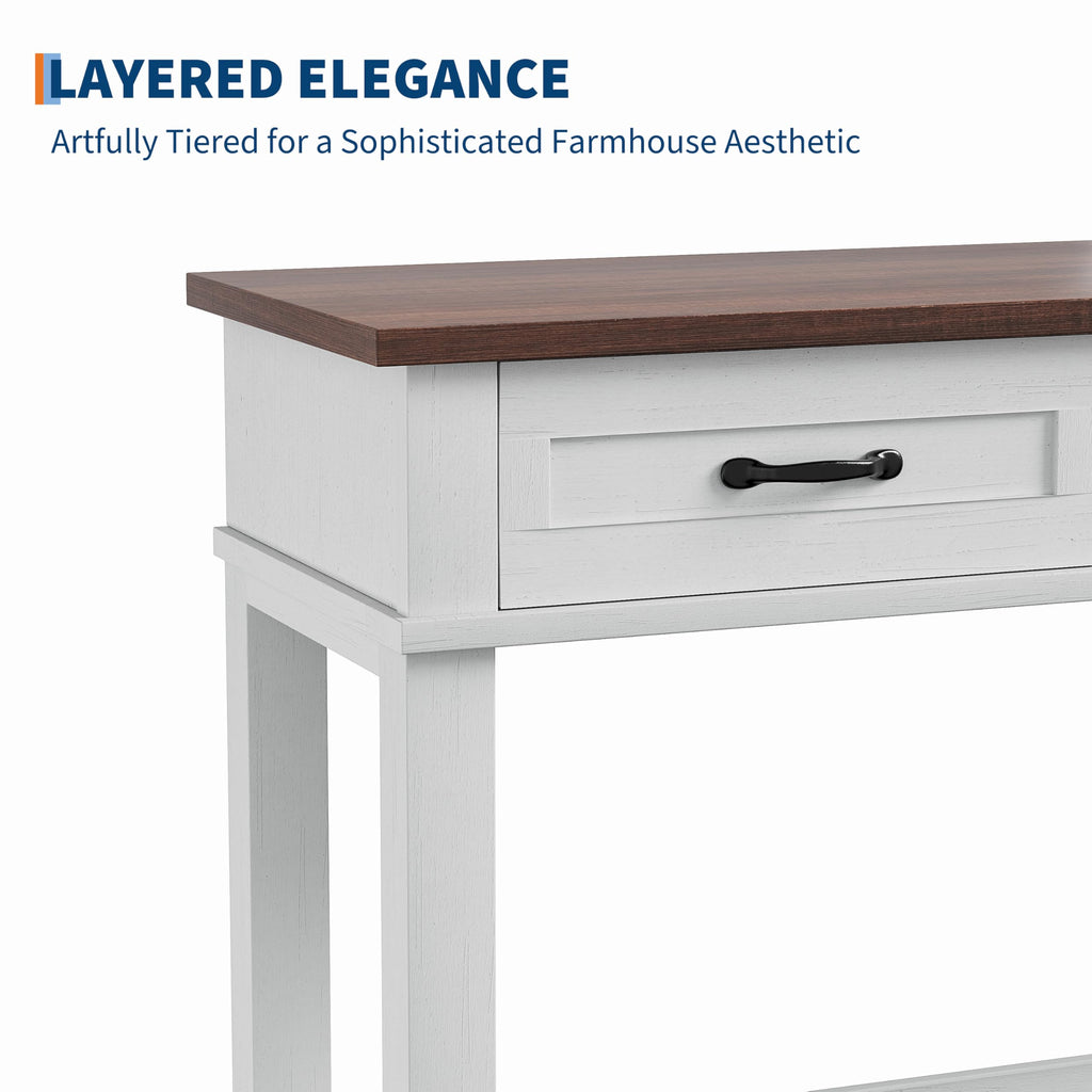3 Drawers Entryway Table, Farmhouse Wooden Console Table