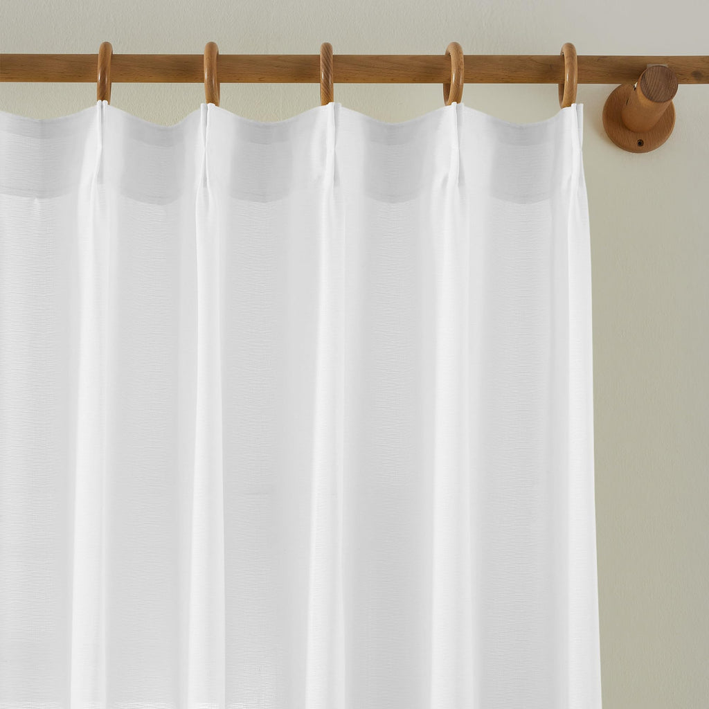 White Pinch Pleated Sheer Curtains 96 Inches Long 2 Panels