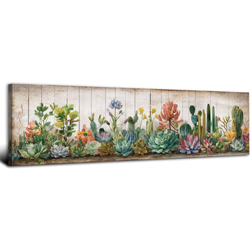 Rustic Succulent Wall Decor Cactus Wall Art Southwestern Arizona Desert Painting Canvas Prints Farmhouse Green