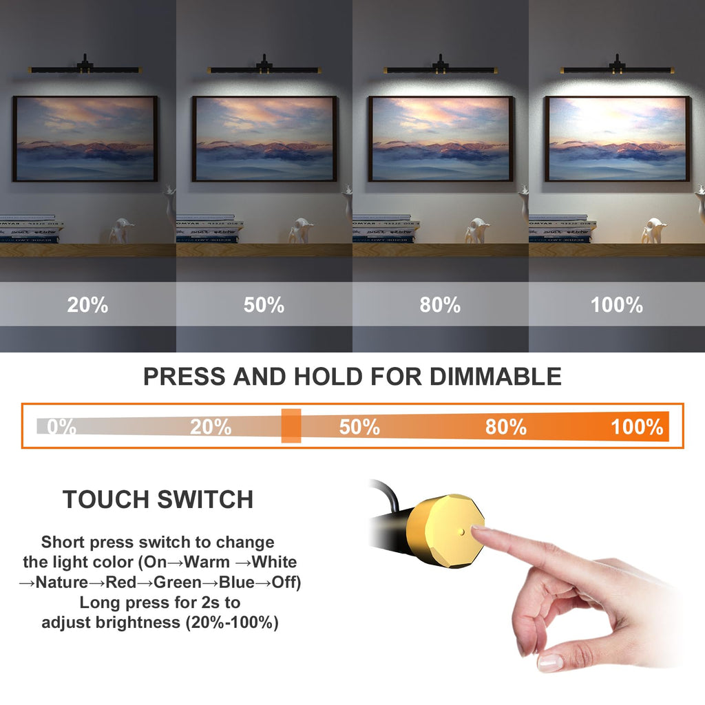 Picture Light with Remote, Led Accent Light Painting Plug in, Magnetic Art Lighting Rotatable, Dart Board Light RGB