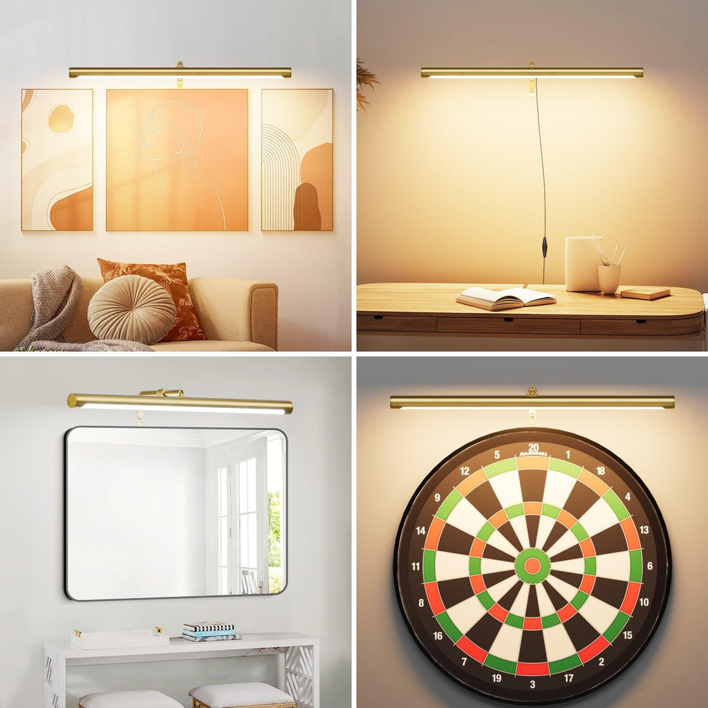 24" Plug in Picture Light 9W Gold Art Light with Remote