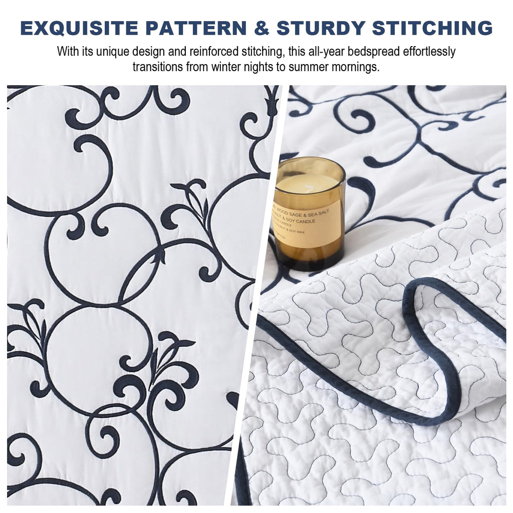 100% Cotton 120x120, Navy White