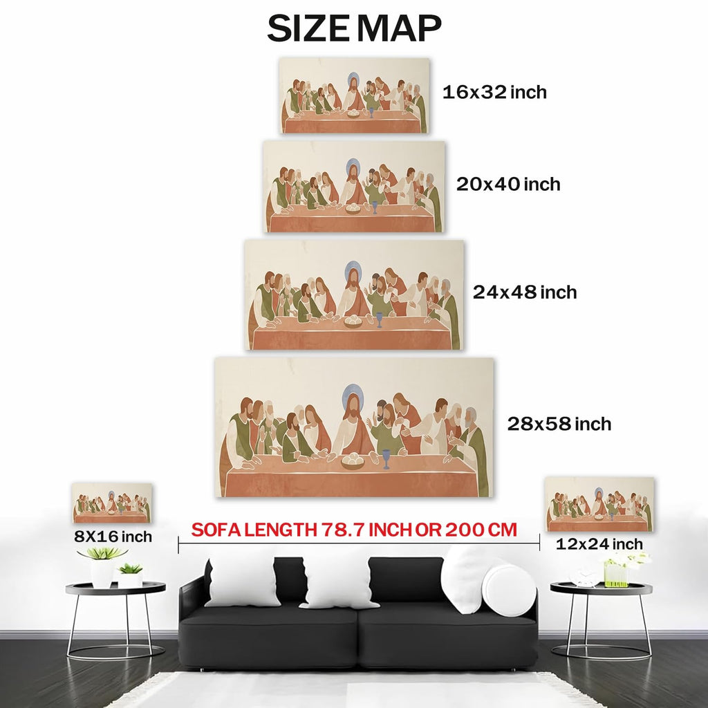 The Last Supper Vibrant Abstract Canvas Wall Art, joyful and expressive Jesus and Apostles Scene, Gallery Wrapped