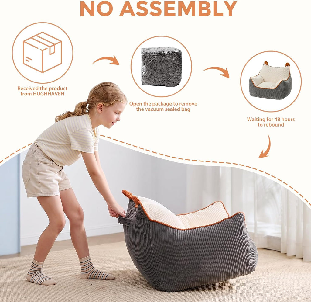 Comfy Kids Bean Bag Chair, Plush Bean Bag Sofa for Reading & TV