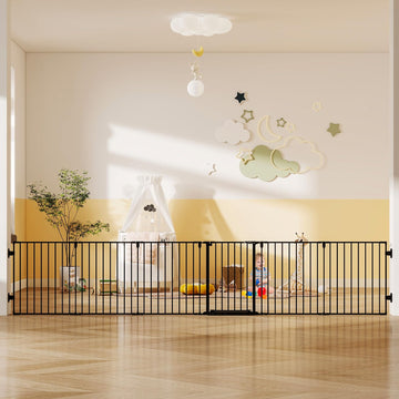 144" Extra Wide Baby Gate with Door, Configurable Baby Fence