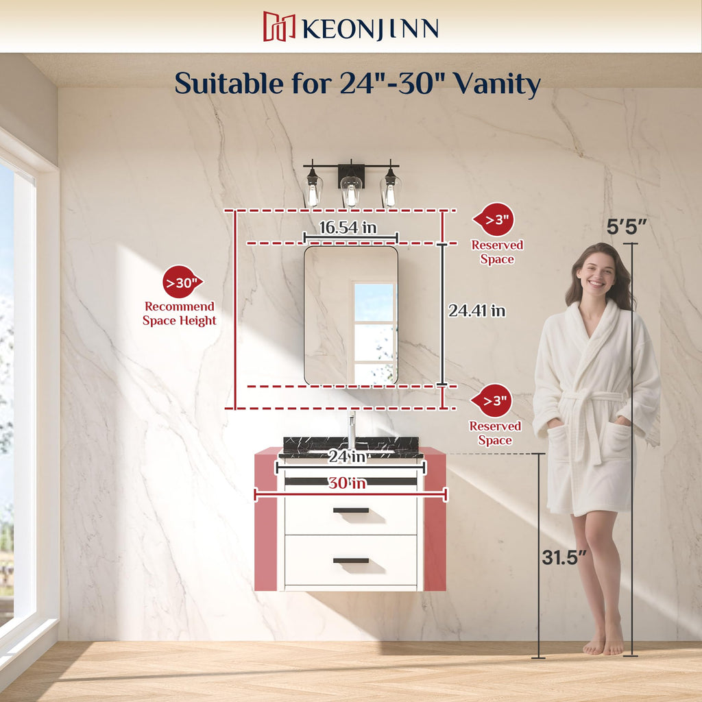 16"x24" Chrome Medicine Cabinet with Mirror, Stainless Steel Frame