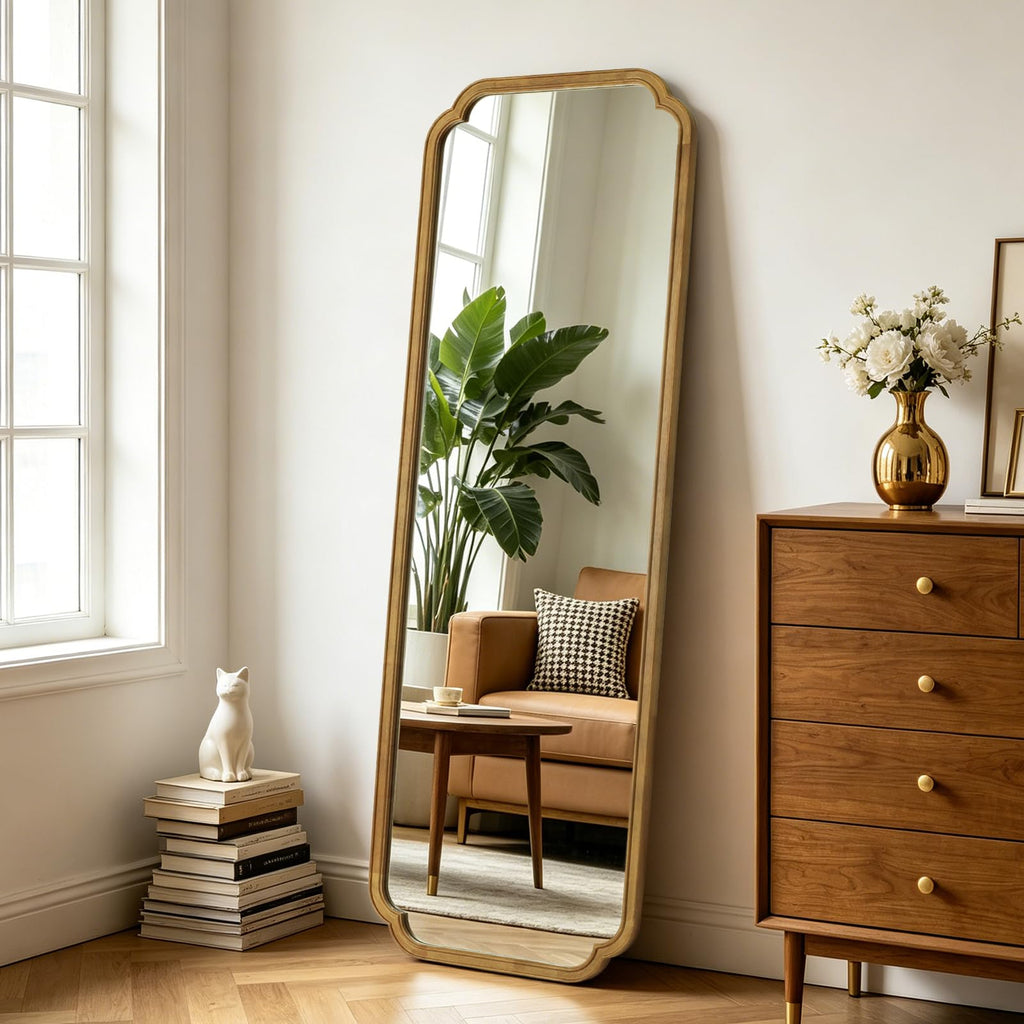 Full Length Mirror Wall Mounted 65"x22", Rustic Wooden Frame Floor Mirror, Large Full Body Mirror, Leaning or