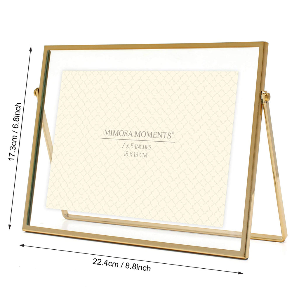 5x7 Brass Metal Floating Horizontal Picture Frame