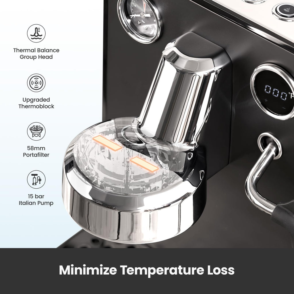 Espresso Machine, Cold & Hot Brew Espresso Maker with Dual PID Temperature Control, Dual Display, 15 Bar Pump