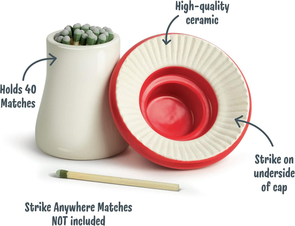 Genuine Fred Merry Mushroom, Decorative Ceramic Match Striker and Storage