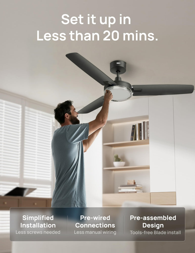 Ceiling Fan with Lights for Indoor/Outdoor, 42" Low Profile Ceiling fan with Light and Remote Control, 22dB Quiet DC