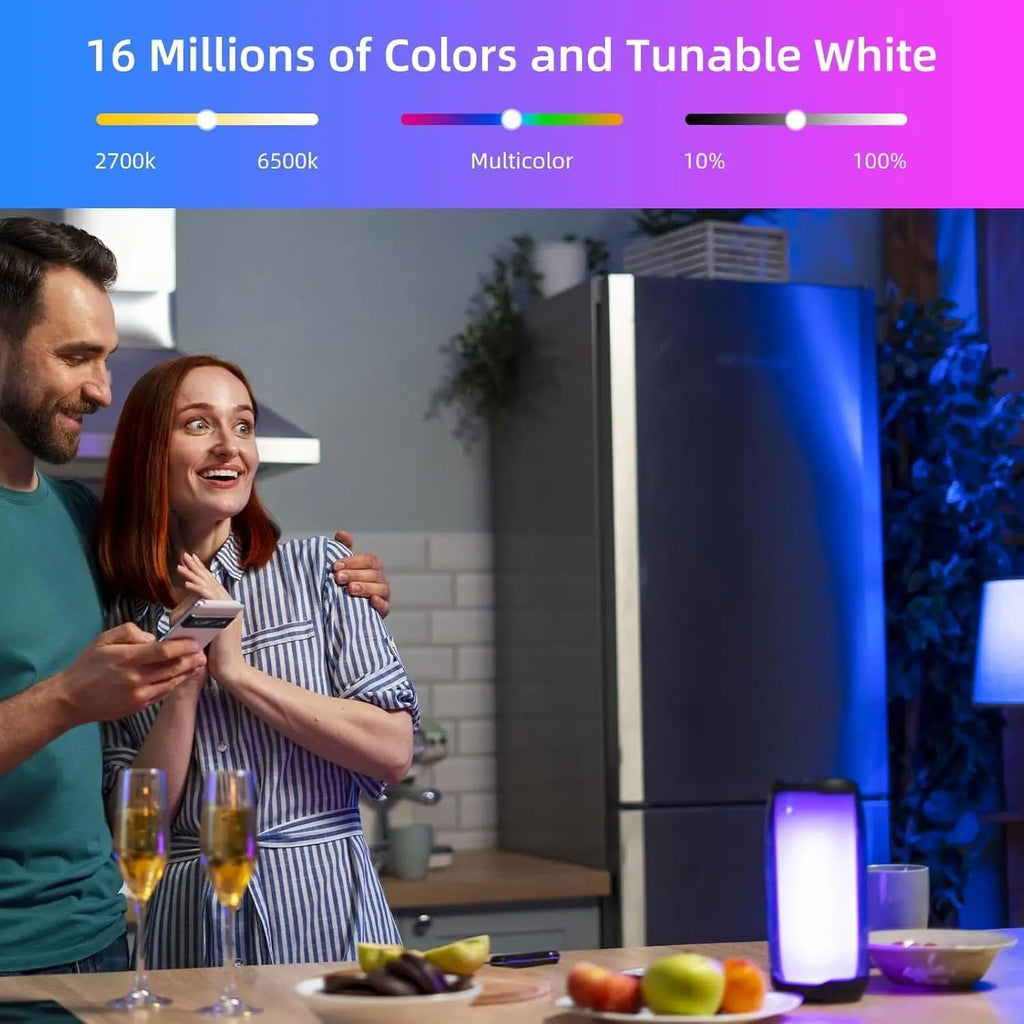 Smart Light Bulbs, 60W Equivalent WiFi Bluetooth Dimmable LED RGB Light Bulbs, Full Color Changing Smart Light Bulb