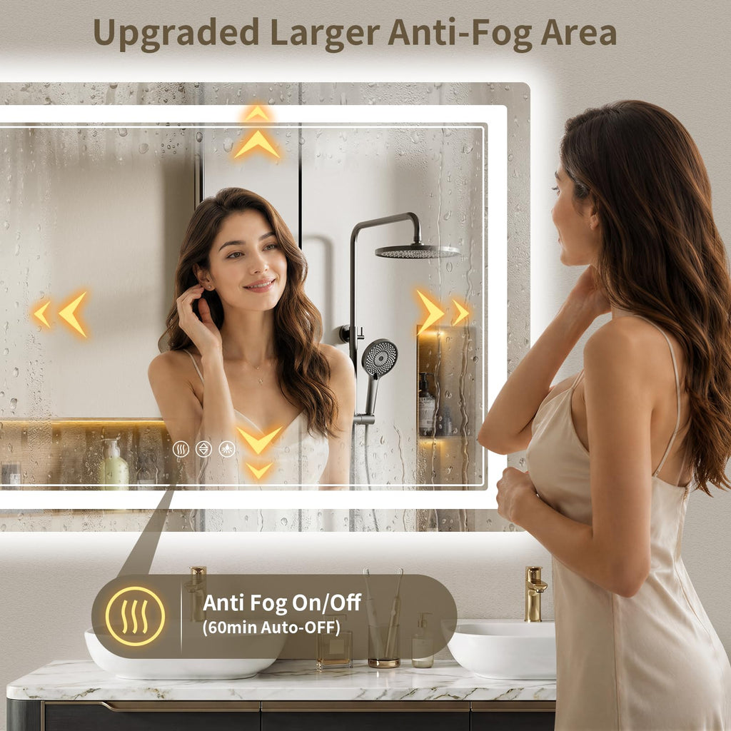 24"x42" LED Bathroom Mirror with Lights, Backlit + Front Lit, Anti-Fog, Lighted Bathroom Mirror for Wall, HD