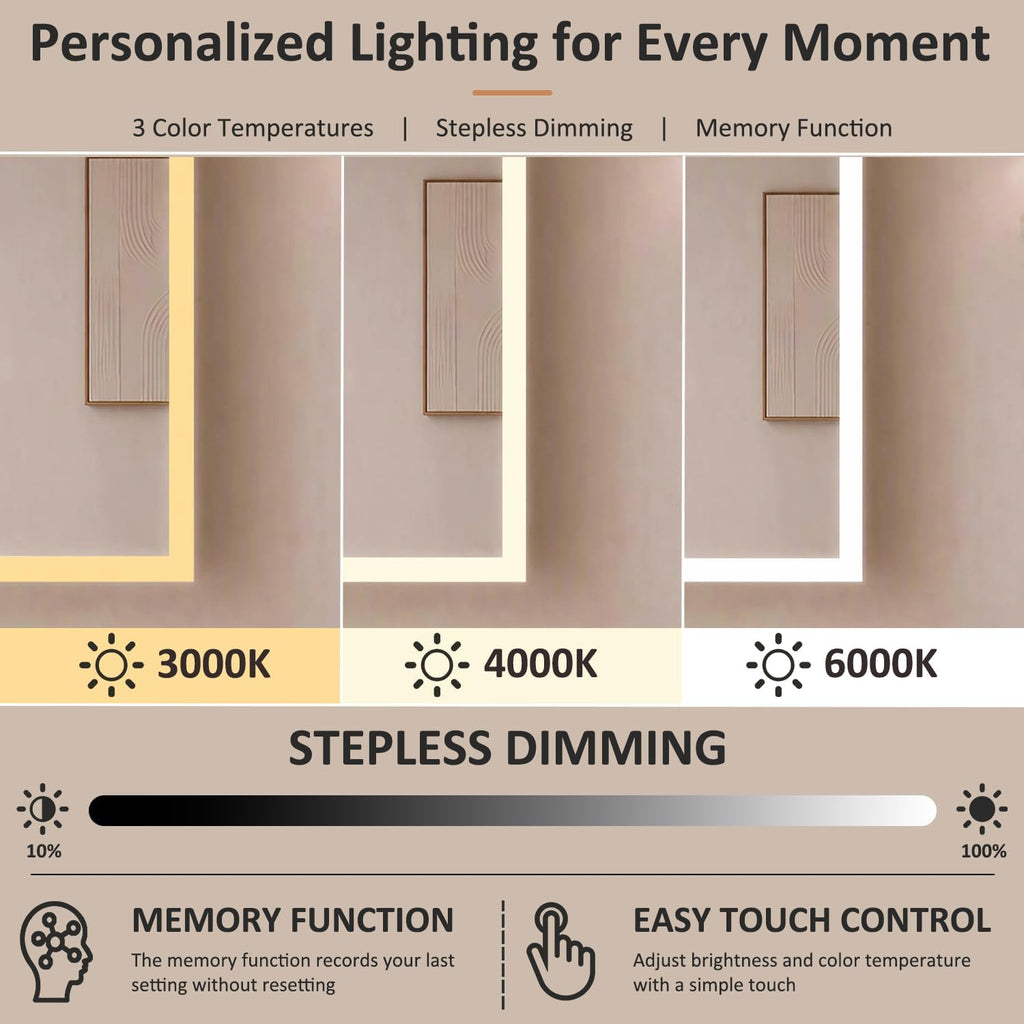24 x 30 Inch LED Medicine Cabinet Mirror with Lights | Recessed or Wall Mount, ETL Listed, 3-Color Temp Lighting