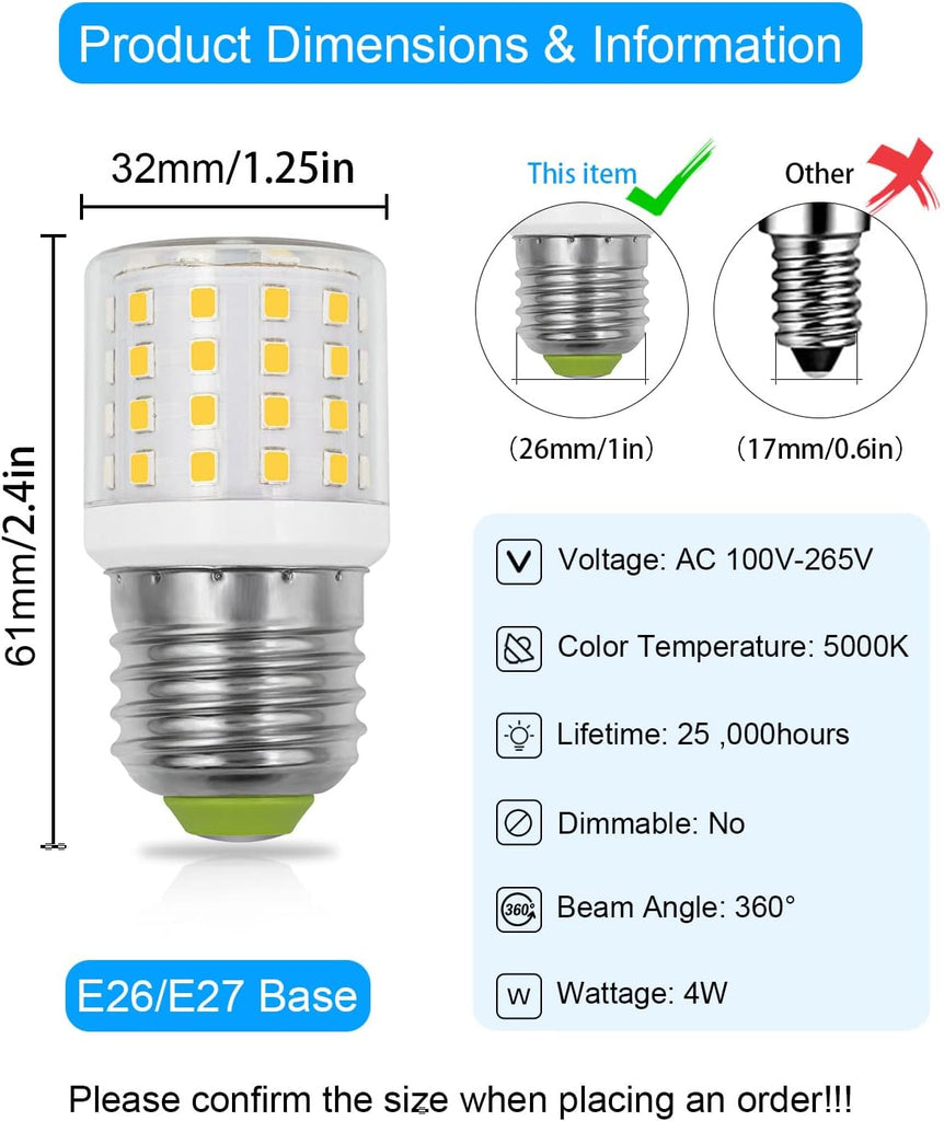 Refrigerator Bulb 3.5W 4W Replacement 40W 5000K Daylight White