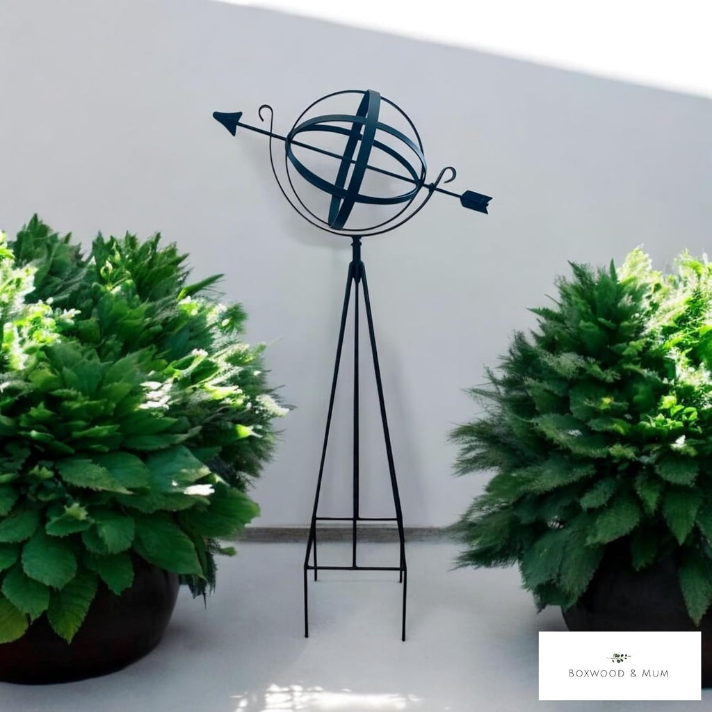Wrought Iron Garden Armillary Sphere - Amish Handmade Outdoor Garden Globe Sculpture - Metal Decorative Garden Orb